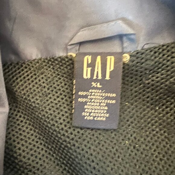 Gap Blue Rain/Windbreaker Jacket, 4 Pockets, 3/4 Velcro Neck Opening, Size XL - Picture 9 of 15